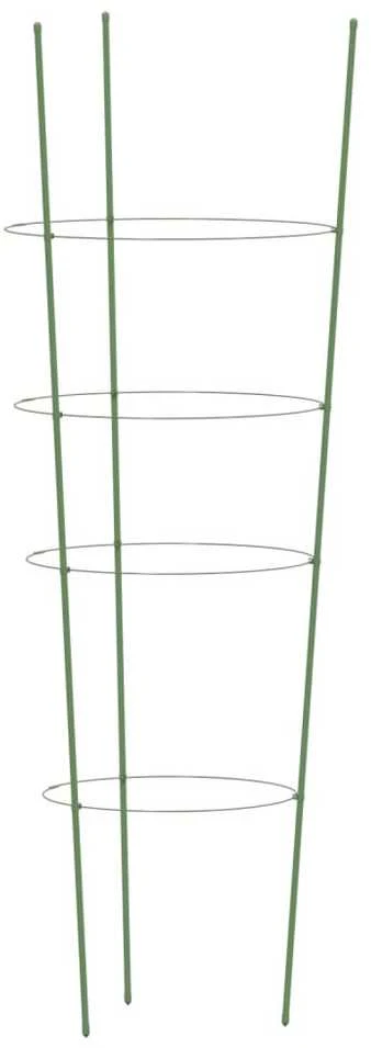 Sodo augalų atramos su 4 žiedais, 5vnt., žalios, 90cm, plienas