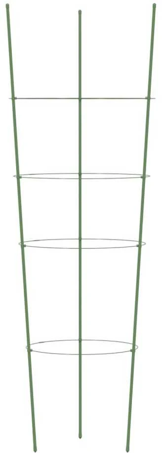 Sodo augalų atramos su 4 žiedais, 5vnt., žalios, 90cm, plienas