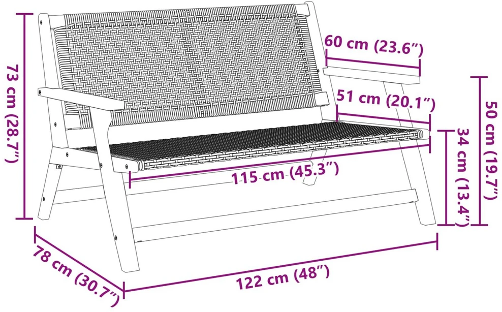 Sodo baldai Smėlio 122 x 78 x 73 cm Kietos akacijos mediena