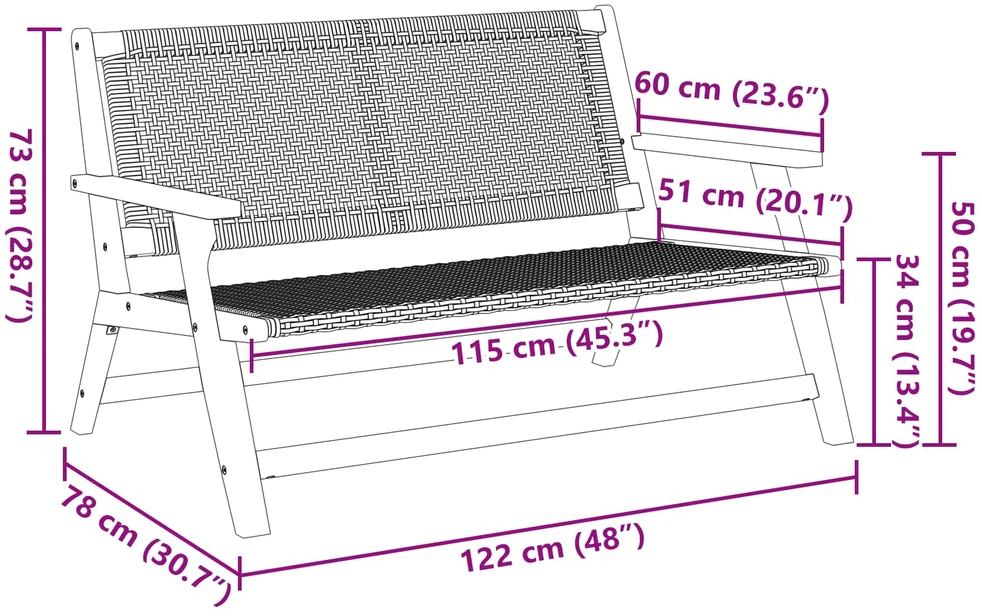 Sodo baldai Smėlio 122 x 78 x 73 cm Kietos akacijos mediena