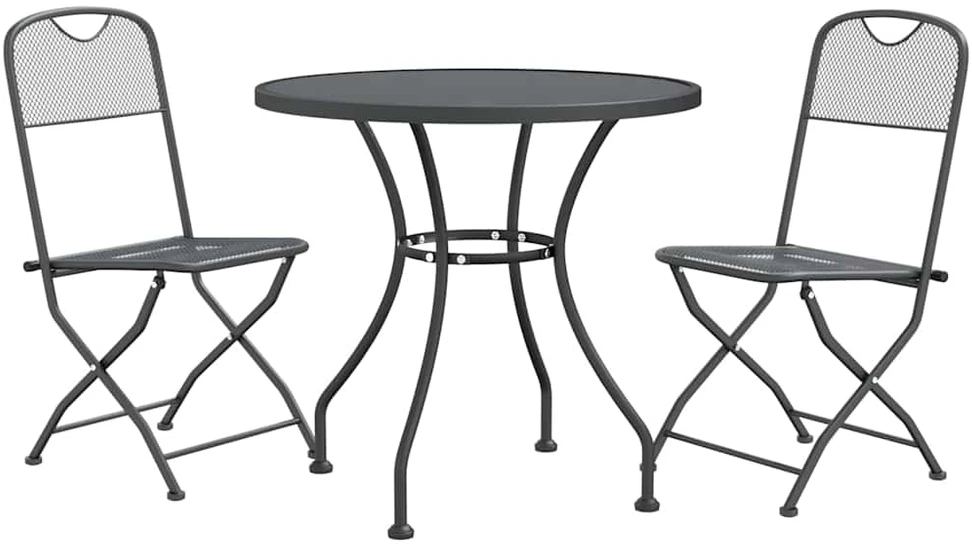 Lauko baldų komplektas Sodo baldų komplektas, 3 dalių, antracito, išplėstas metalas