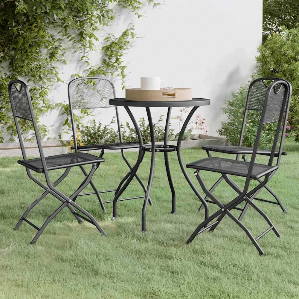 Lauko baldų komplektas Sodo baldų komplektas, 5 dalių, antracito, išplėstas metalas