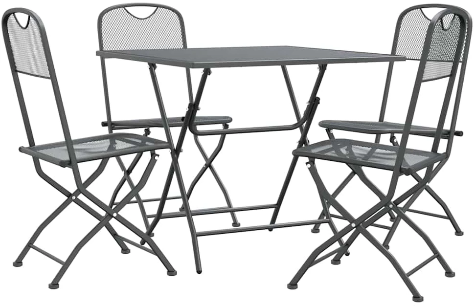 Lauko baldų komplektas Sodo baldų komplektas, 5 dalių, antracito, išplėstas metalas