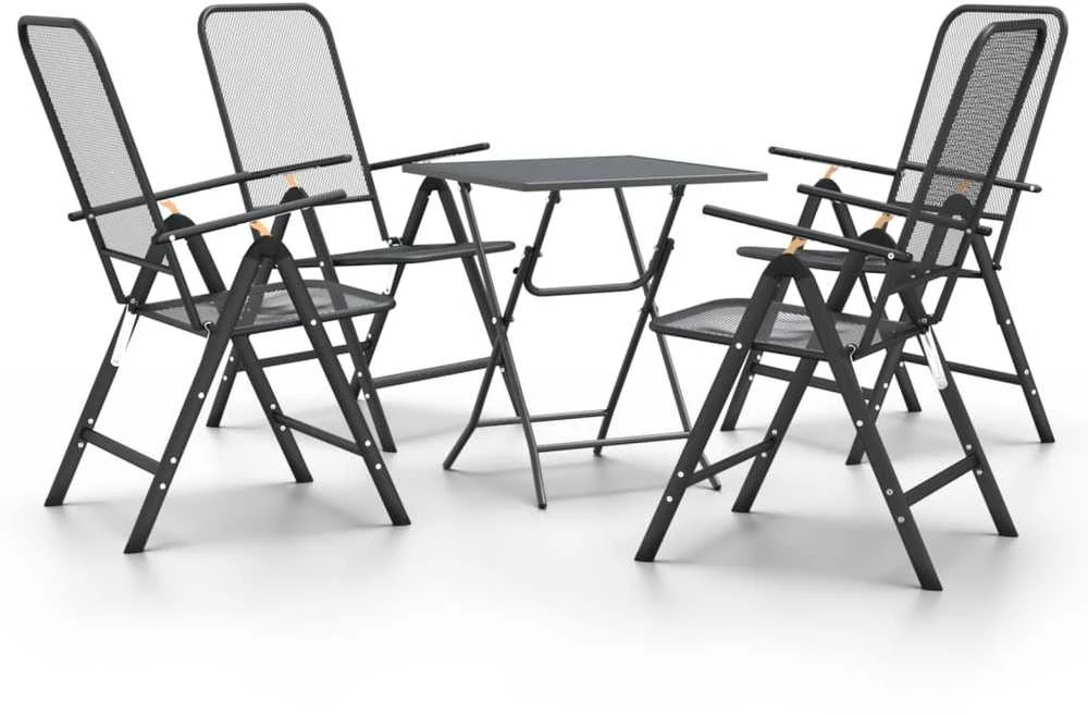 Lauko baldų komplektas Sodo baldų komplektas, 5 dalių, antracito, išplėstas metalas