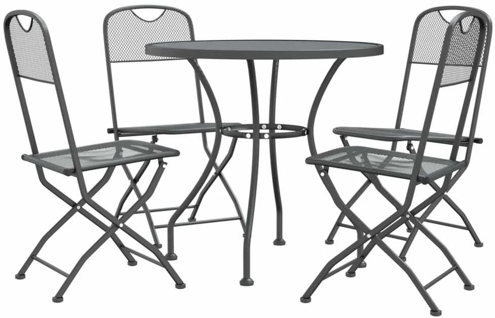 Lauko baldų komplektas Sodo baldų komplektas, 5 dalių, antracito, išplėstas metalas