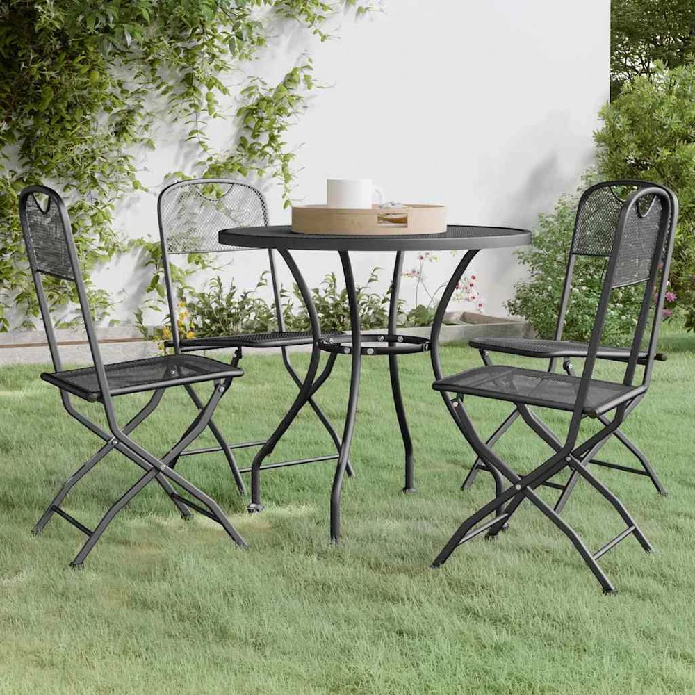 Lauko baldų komplektas Sodo baldų komplektas, 5 dalių, antracito, išplėstas metalas