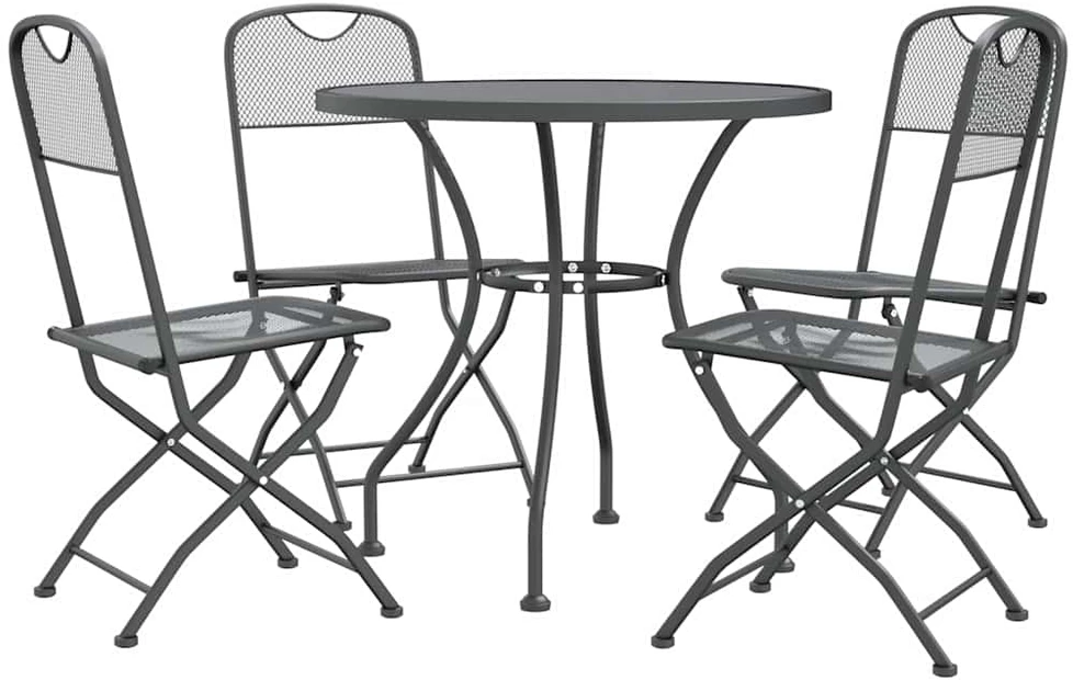 Lauko baldų komplektas Sodo baldų komplektas, 5 dalių, antracito, išplėstas metalas