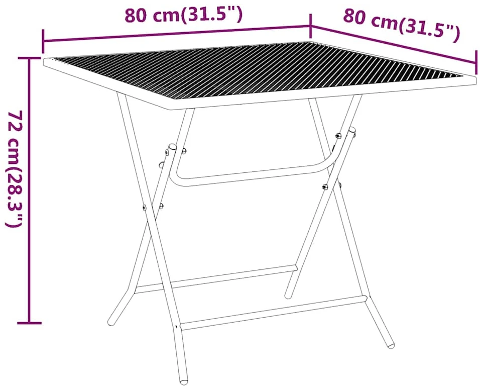 Lauko baldų komplektas Sodo baldų komplektas, 5 dalių, antracito, išplėstas metalas
