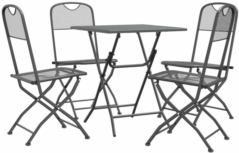 Sodo baldų komplektas, 5 dalių, antracito, išplėstas metalas