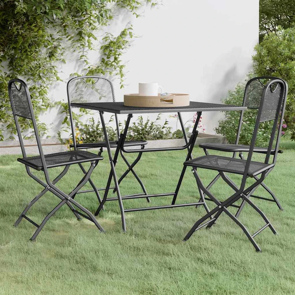 Lauko baldų komplektas Sodo baldų komplektas, 5 dalių, antracito, išplėstas metalas