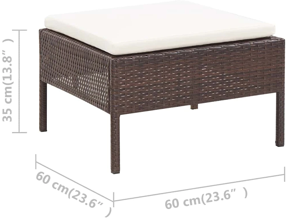 Lauko baldų komplektas Sodo baldų komplektas su pagalvėlėmis, 3 dalių, rudas, ratanas