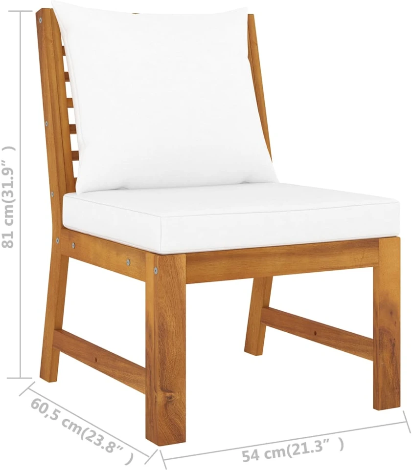 Lauko baldų komplektas Sodo baldų komplektas su pagalvėmis, 4 dalių, kreminis, akacija