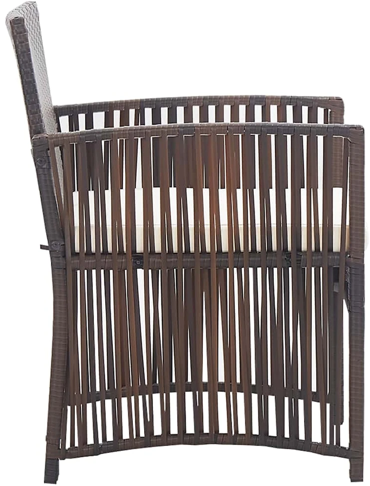 Lauko baldų komplektas Sodo baldų komplektas su pagalvėmis, 4 dalių, rudas, ratanas