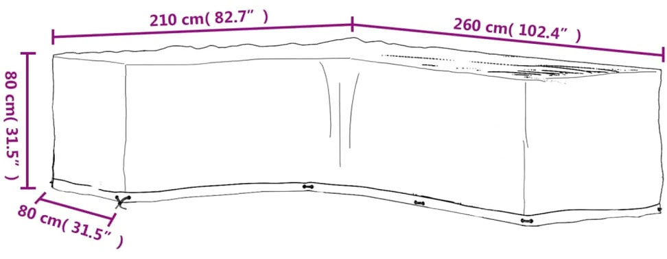 Sodo baldų uždangalai, 2vnt., 210x260x80cm, 16 kilpų, L formos