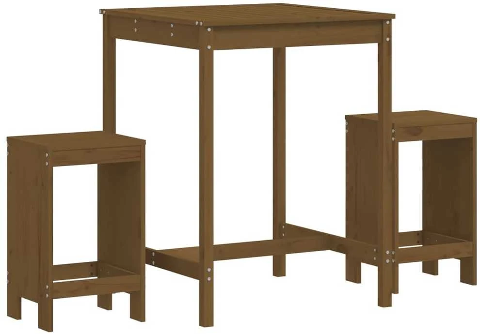 Lauko baldų komplektas Sodo baro baldų komplektas, 3 dalių, medaus rudas, pušis