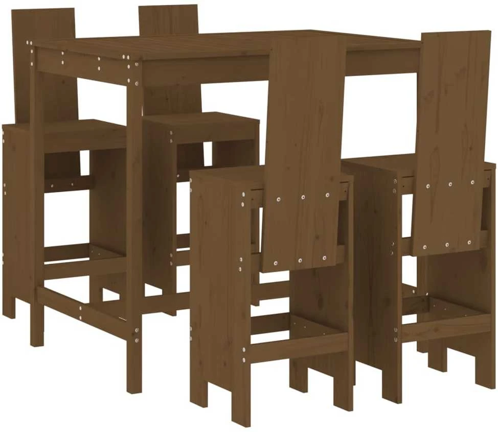 Lauko baldų komplektas Sodo baro baldų komplektas, 5 dalių, medaus rudas, pušis
