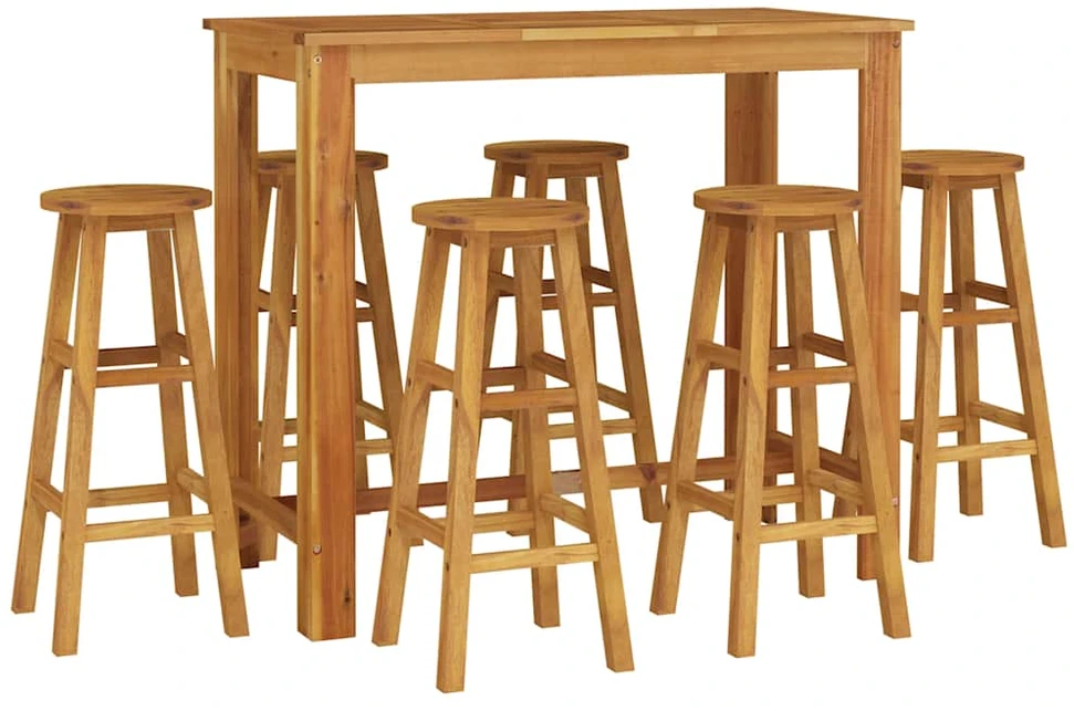 Lauko baldų komplektas Sodo baro baldų komplektas, 7 dalių, akacijos medienos masyvas