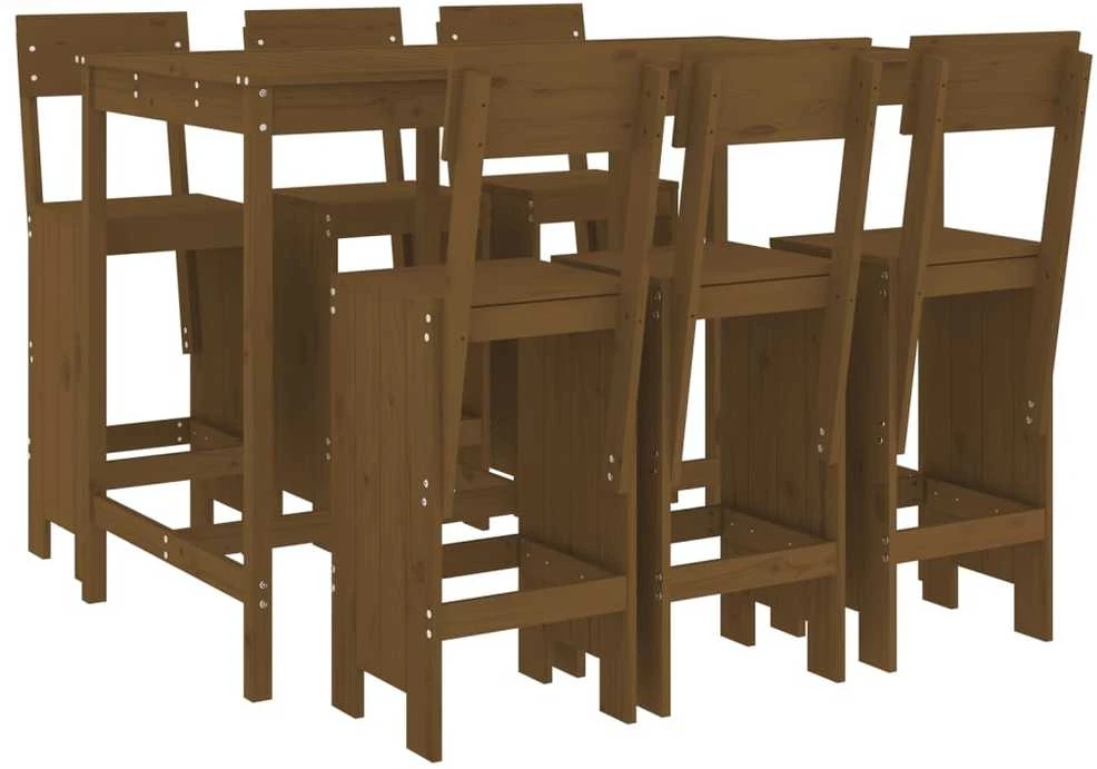 Lauko baldų komplektas Sodo baro baldų komplektas, 7 dalių, medaus rudas, pušis