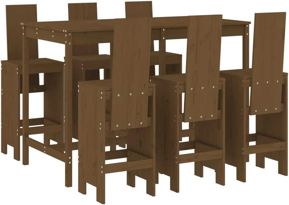 Lauko baldų komplektas Sodo baro baldų komplektas, 7 dalių, medaus rudas, pušis