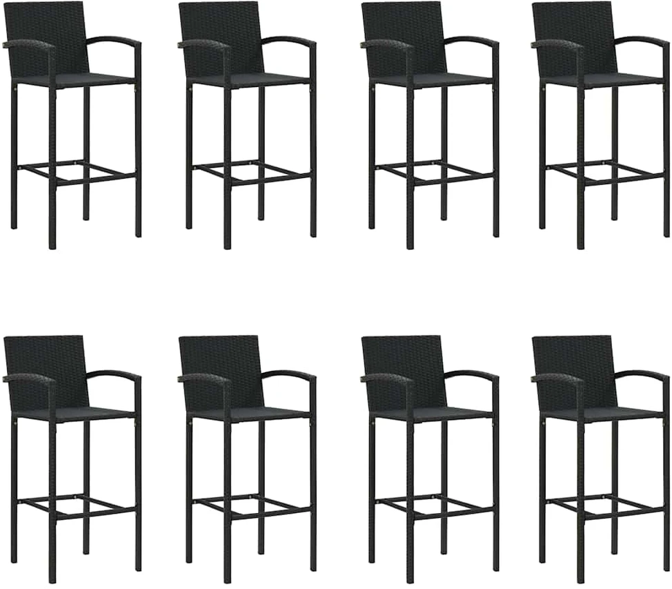 Lauko baldų komplektas Sodo baro baldų komplektas, 9 dalių, juodas (246665+2x313455)