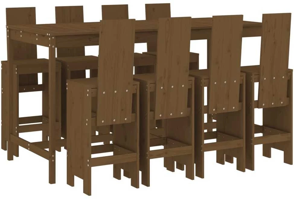 Lauko baldų komplektas Sodo baro baldų komplektas, 9 dalių, medaus rudas, pušis