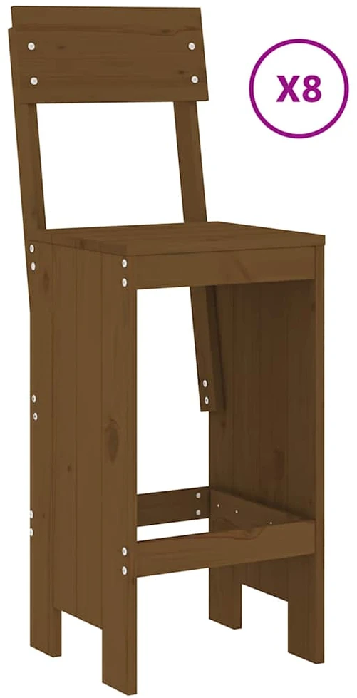 Lauko baldų komplektas Sodo baro baldų komplektas, 9 dalių, medaus rudas, pušis