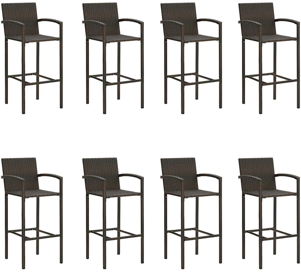 Lauko baldų komplektas Sodo baro baldų komplektas, 9 dalių, rudas (246665+2x313454)