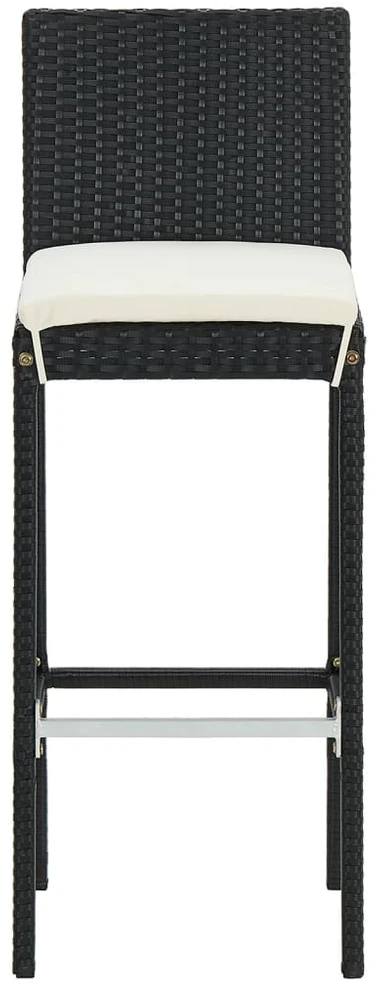 Lauko baldų komplektas Sodo baro komplektas, 3 dalių, juodas, akacija ir poliratanas