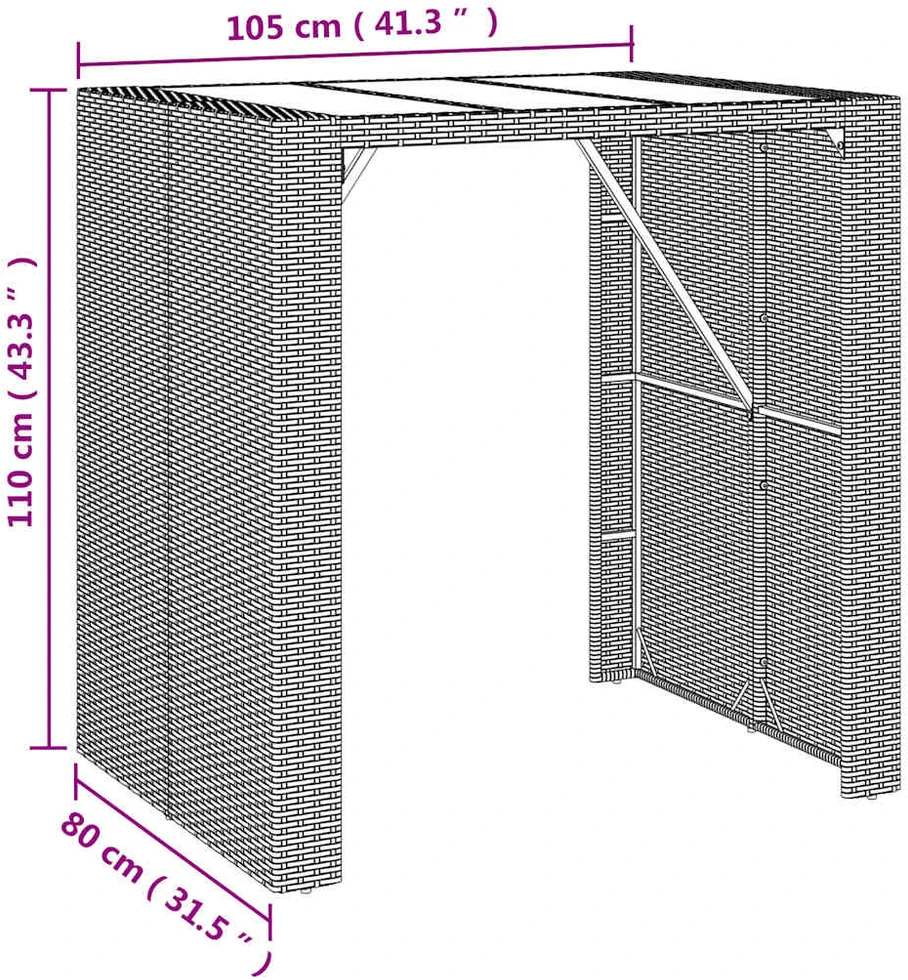 Lauko baldų komplektas Sodo baro komplektas, 5 dalių, pilkas, poliratanas ir akacija
