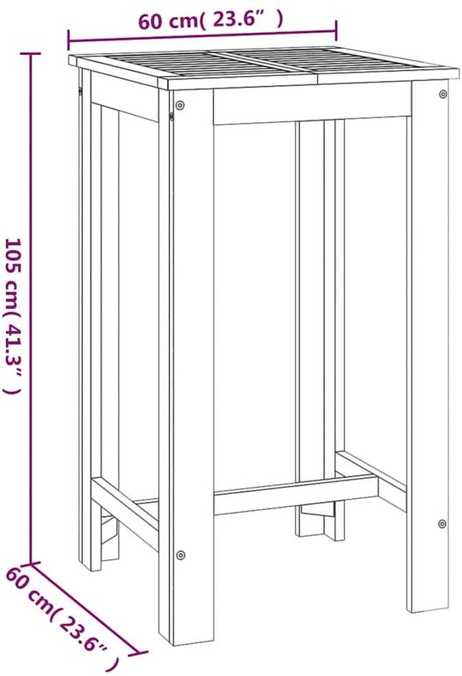 Sodo baro stalas, 60x60x105cm, akacijos medienos masyvas