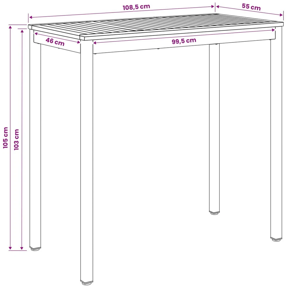Sodo Baro Stalas Balta 108,5 x 55 x 105 cm