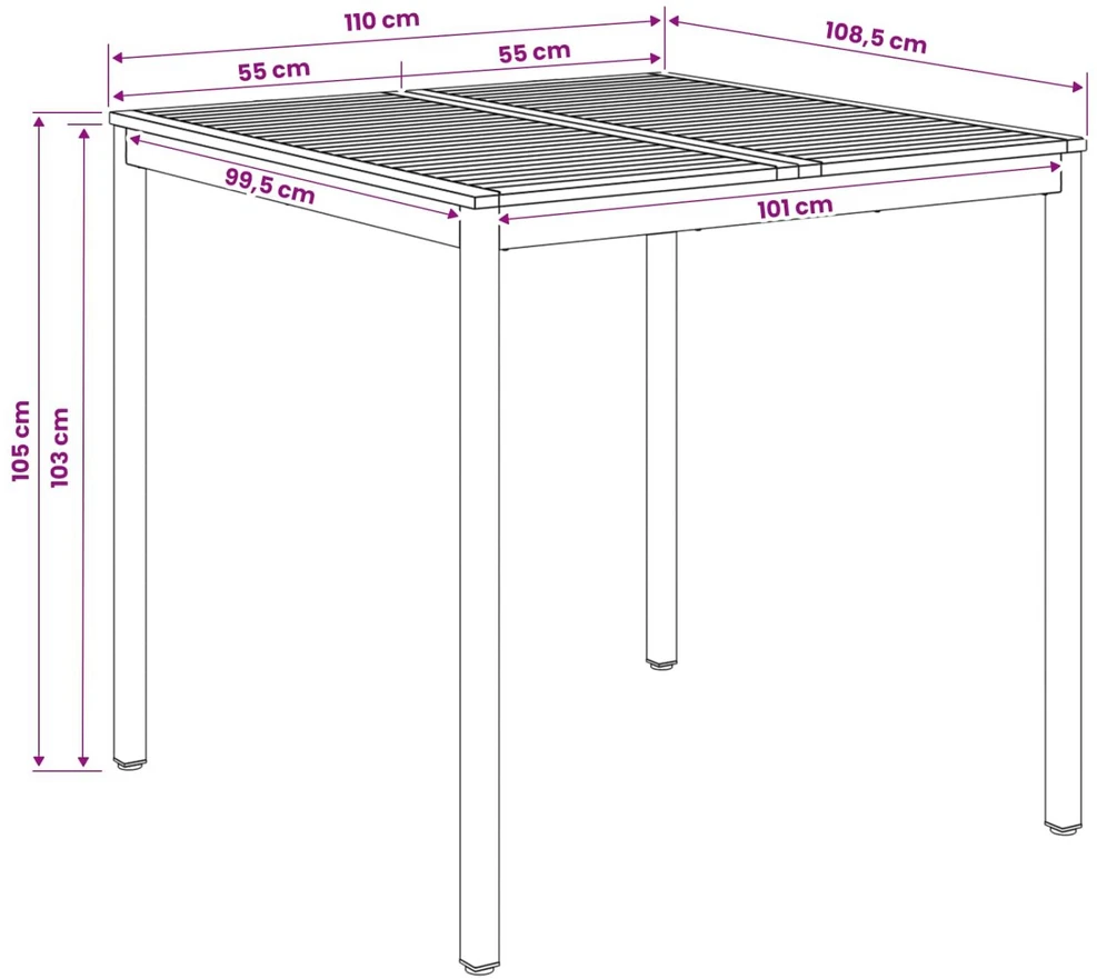 Sodo Baro Stalas Balta 110 x 108,5 x 105 cm