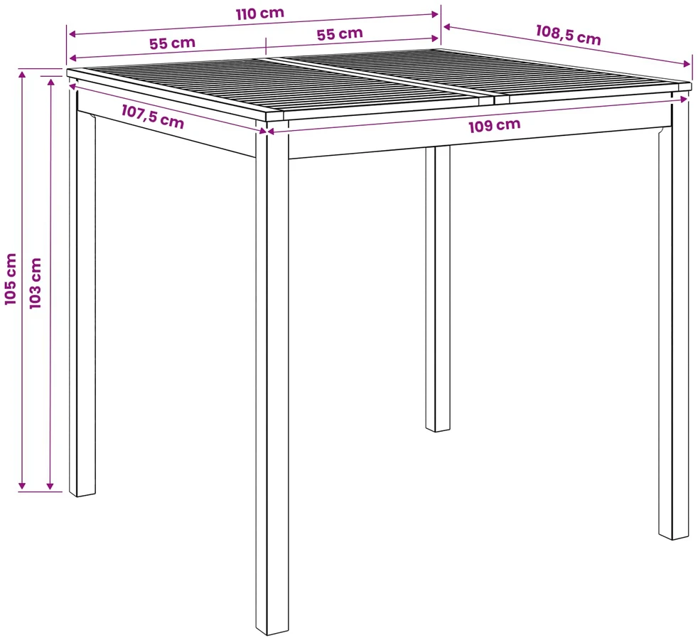 Sodo Baro Stalas Balta 110 x 108,5 x 105 cm