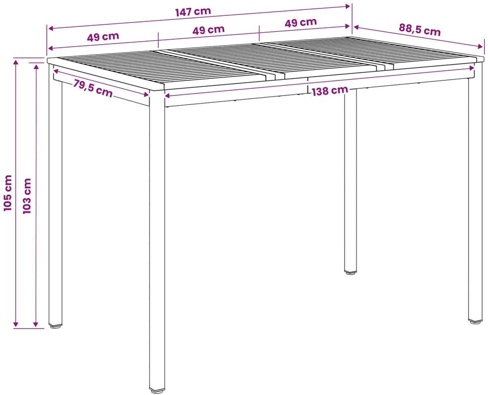 Sodo Baro Stalas NAARDEN Balta 147 x 88,5 x 105 cm