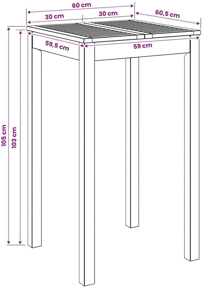 Sodo Baro Stalas Balta 60 x 60,5 x 105 cm