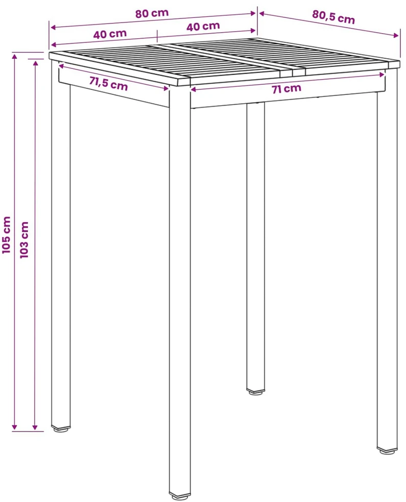 Sodo Baro Stalas Balta 80 x 80,5 x 105 cm