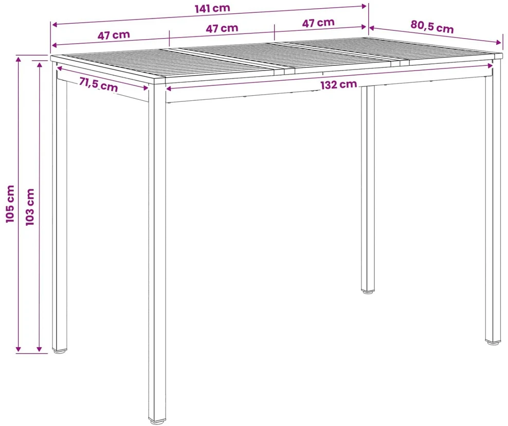 Sodo Baro Stalas Balta ir juoda 141 x 80,5 x 105 cm