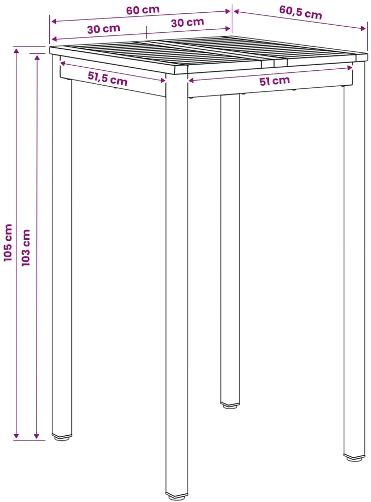 Sodo Baro Stalas NAARDEN Balta ir juoda 60 x 60,5 x 105 cm