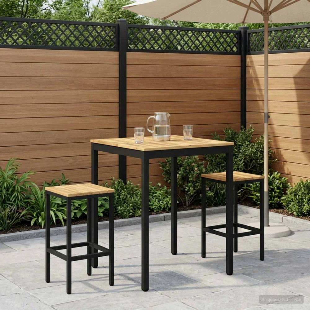 Sodo Baro Stalas NAARDEN Balta ir juoda 80 x 80,5 x 105 cm