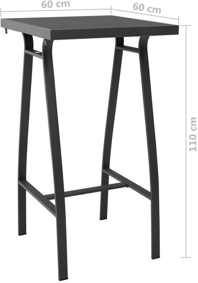 Sodo baro stalas, juodas, 60x60x110cm, grūdintas stiklas