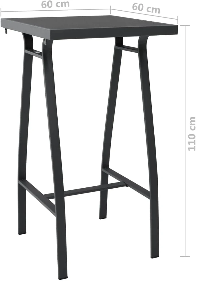 Sodo baro stalas, juodas, 60x60x110cm, grūdintas stiklas