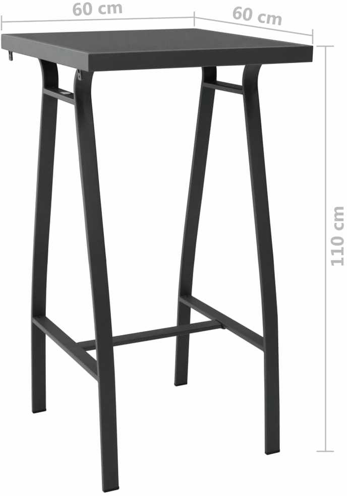 Sodo baro stalas, juodas, 60x60x110cm, grūdintas stiklas