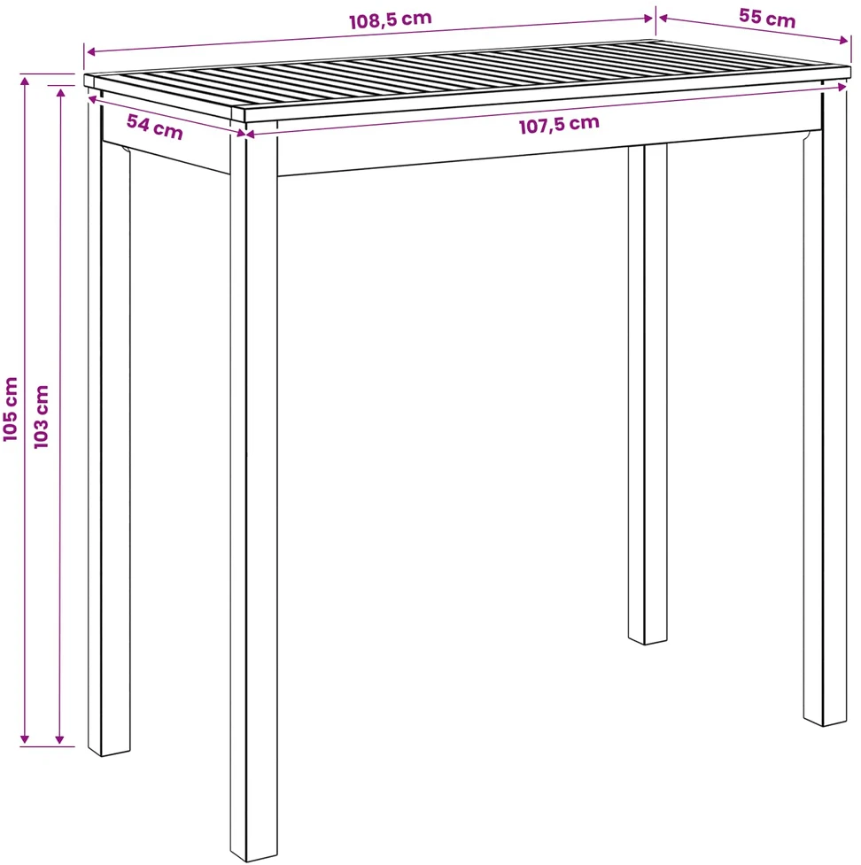 Sodo Baro Stalas Natūrali 108,5 x 55 x 105 cm