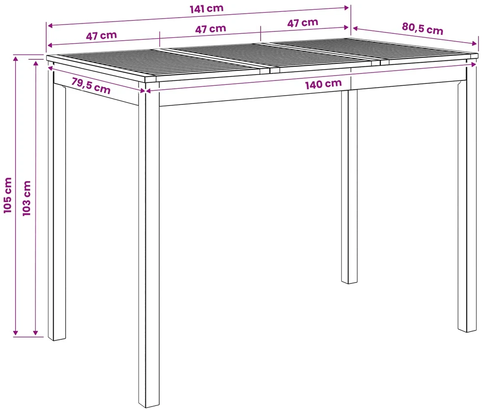 Sodo Baro Stalas Natūrali 141 x 80,5 x 105 cm