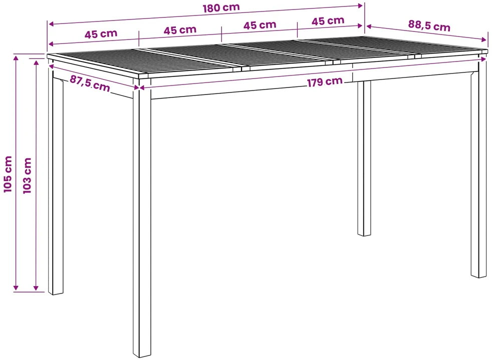 Sodo Baro Stalas Natūrali 180 x 88,5 x 105 cm