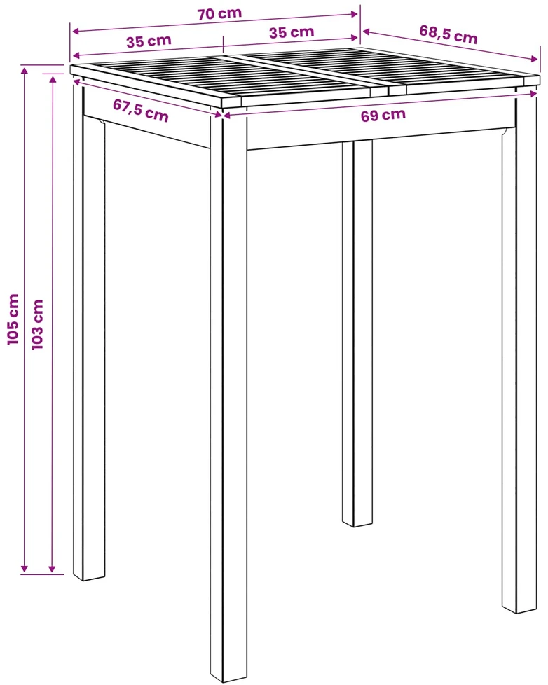Sodo Baro Stalas Natūrali 70 x 68,5 x 105 cm