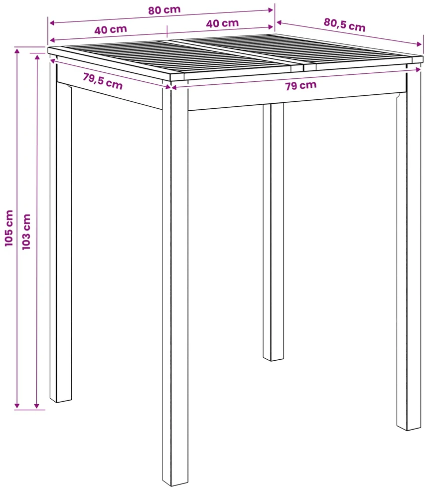 Sodo Baro Stalas Natūrali 80 x 80,5 x 105 cm