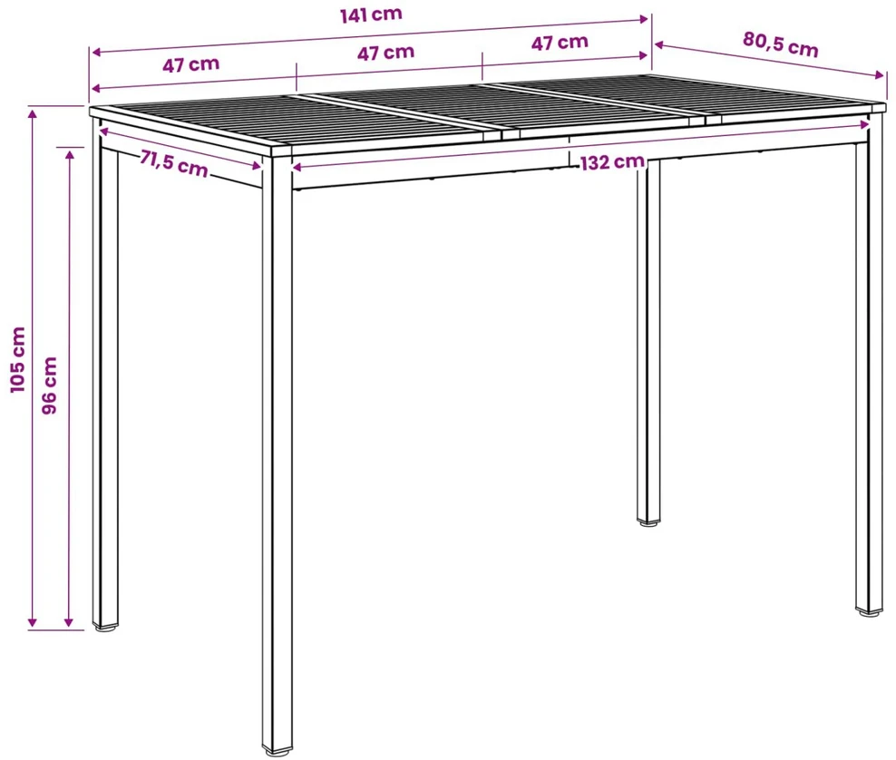 Sodo Baro Stalas Natūrali ir juoda 141 x 80,5 x 105 cm