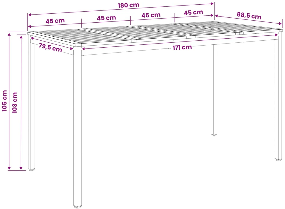 Sodo Baro Stalas Natūralus ir kava 180 x 88,5 x 105 cm