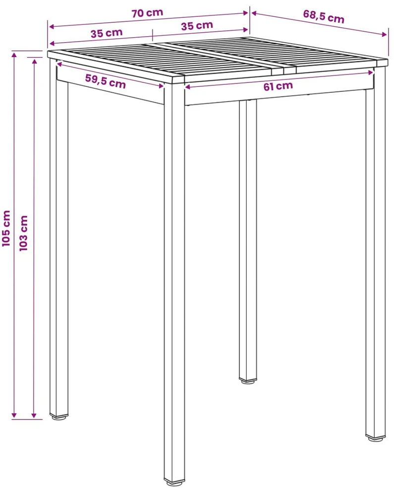 Sodo Baro Stalas Natūralus ir kava 70 x 68,5 x 105 cm